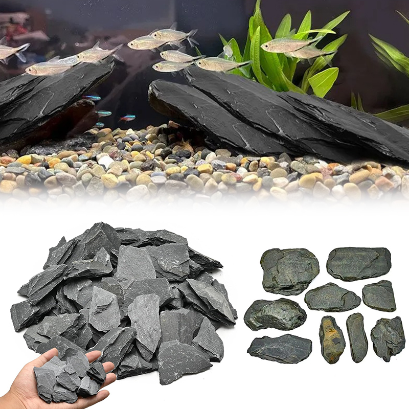Aquarium Fish Land - 500/1000g Aquarium-Landschaftsstein-Set Schieferfelsen Terrarium-Dekorationen Wasserspiel-Zubehör ZYF