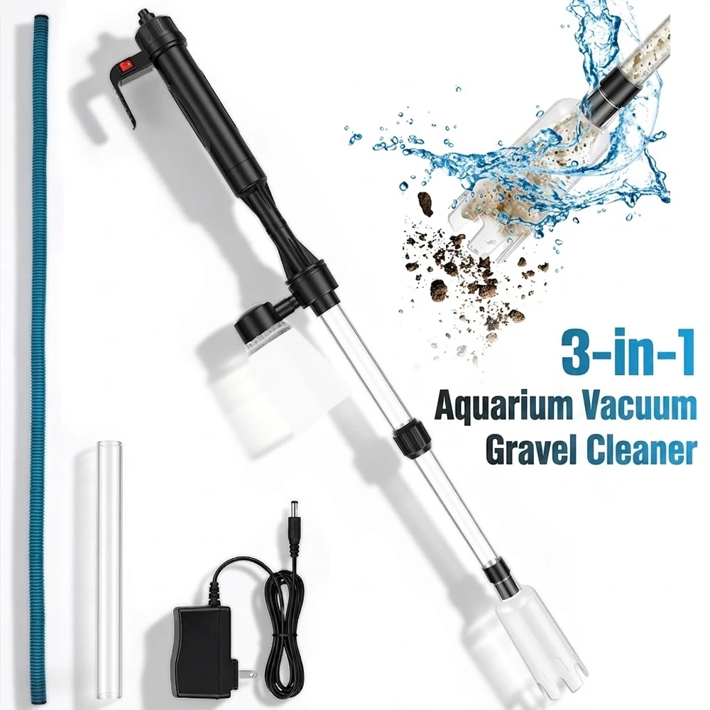 Aquarium Fish Electric - Aquarium-Vakuum-Kiesreiniger 3-in-1 Fischbecken-Staubsauger mit Wasserwechsel, Sandreinigung