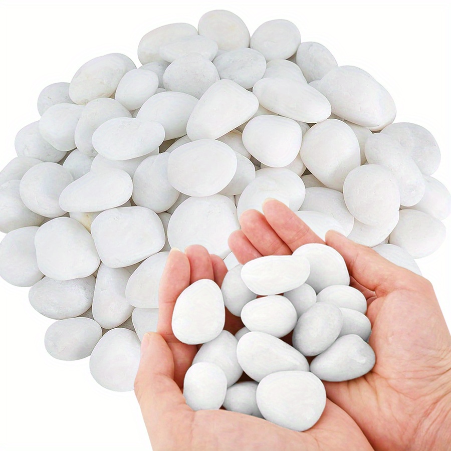 Aquarium Fish Land - 200/400g weiße hochglanzpolierte natürliche Kieselsteine 2-3cm
