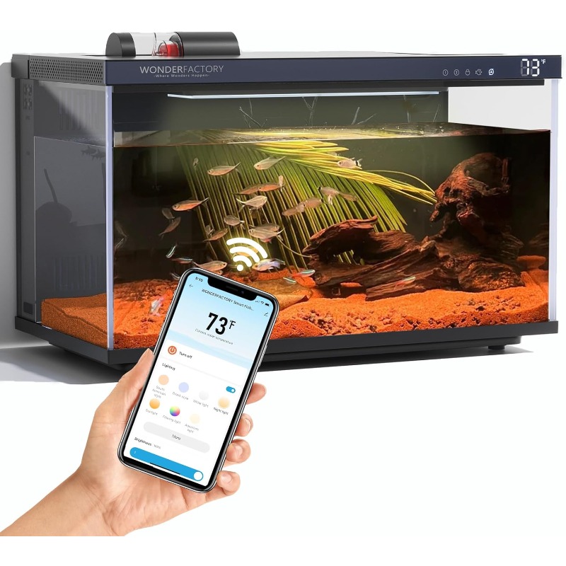 Aquarium Fish App - Smart Aquarium, Glas-Fischbecken, Selbstreinigender Filter, Zweifarbige